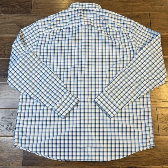 UNTUCKit Performance Button Shirt Men's 2XL  Blue Foris Nylon Stretch Plaid - Picture 5 of 6